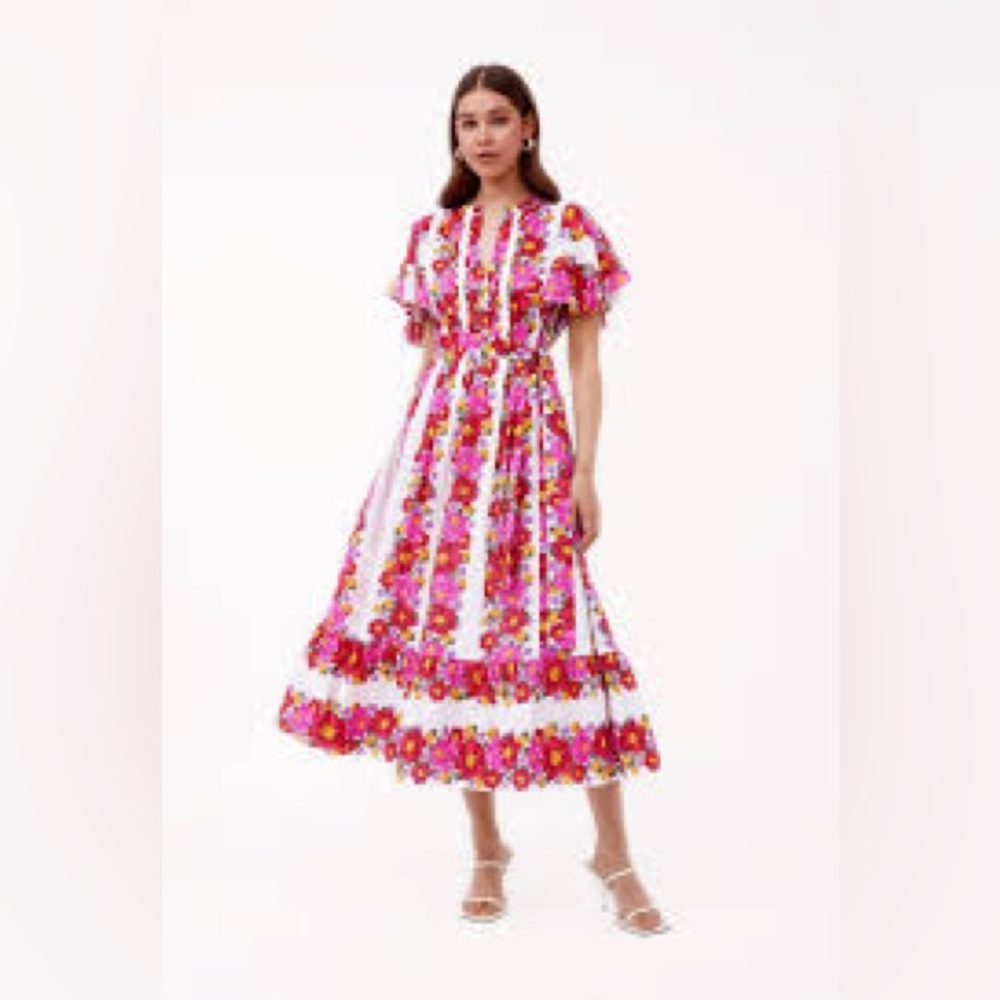 Beyond By Vera Leni midi Floral Pink and White Women's Dress